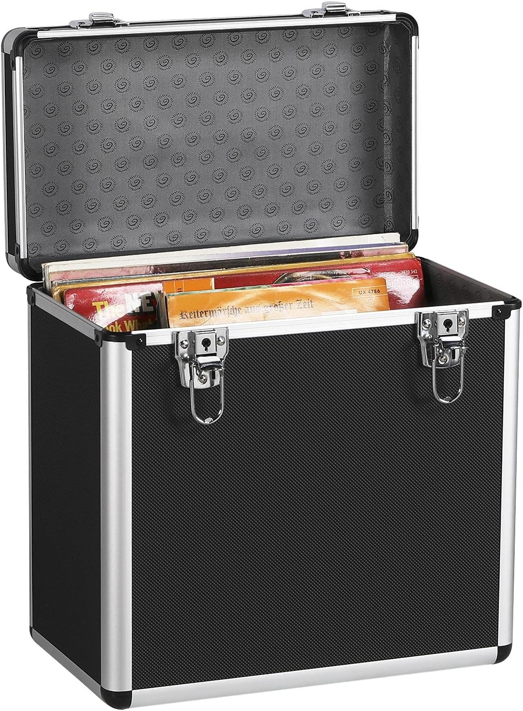 FLIGHT CASE ESTUCHE DE ALUMINIO NEGRO PARA 50 DISCOS DE LP 33 REVS VINILO 12 PULGADAS