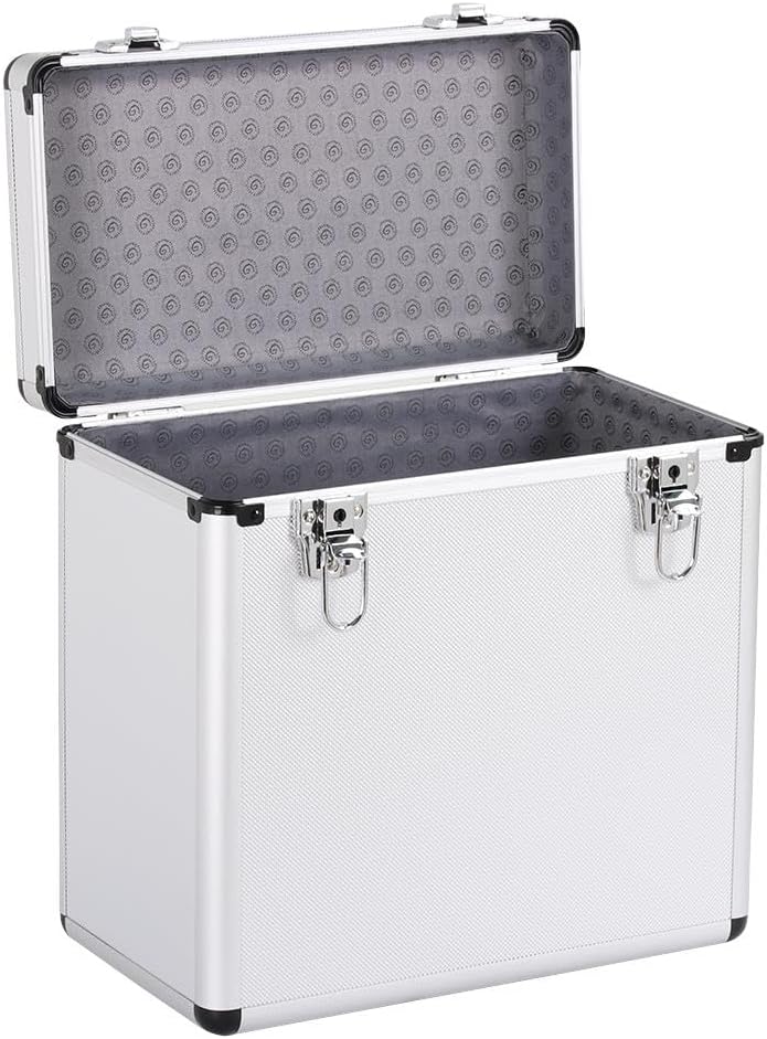 FLIGHT CASE SILVER ALUMINIO ESTUCHE PARA 50 DISCOS DE LP 33 RPM VINILO 12 PULGADAS