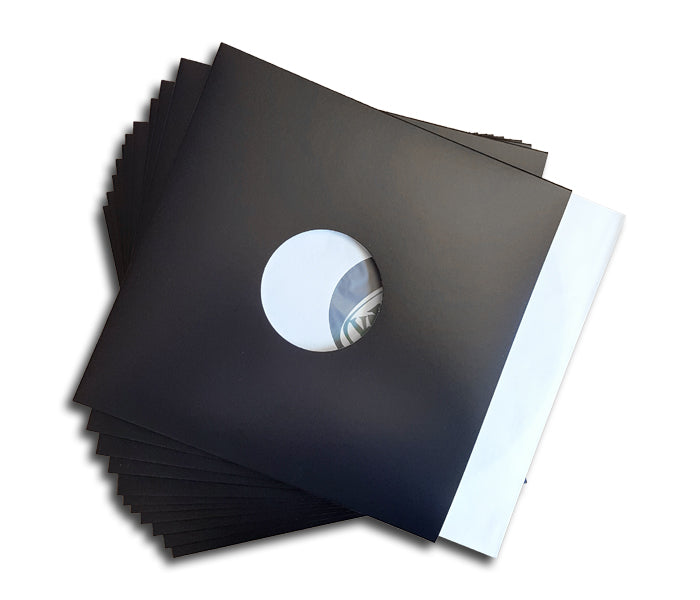 COUVERTURES POUR DISQUES LP 33 RPM VINYLE 12 POUCES AVEC TROU POUR ÉTIQUETTE CARTON NOIR (10 pcs.)