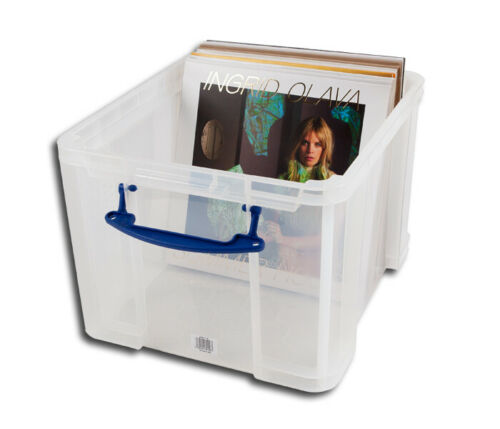 TRANSPARENTER BEHÄLTER FÜR 100 LP-SCHEIBEN 33 UMDREHUNGEN UND 12 ZOLL