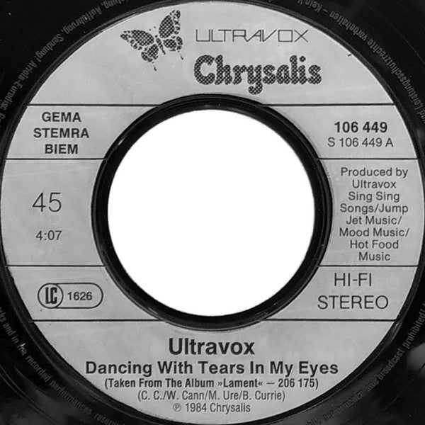 Ultravox – Dancing With Tears In My Eyes - Vinyl 7"