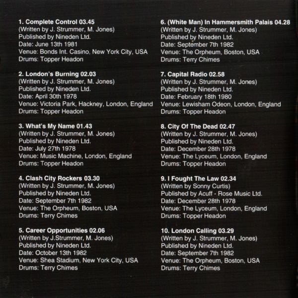 The Clash – From Here To Eternity Live - Cd