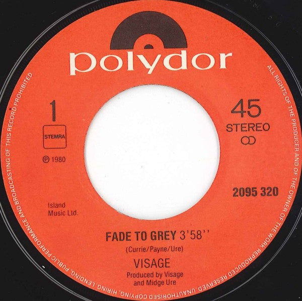 Visage – Fade To Grey - Vinyl, 7"