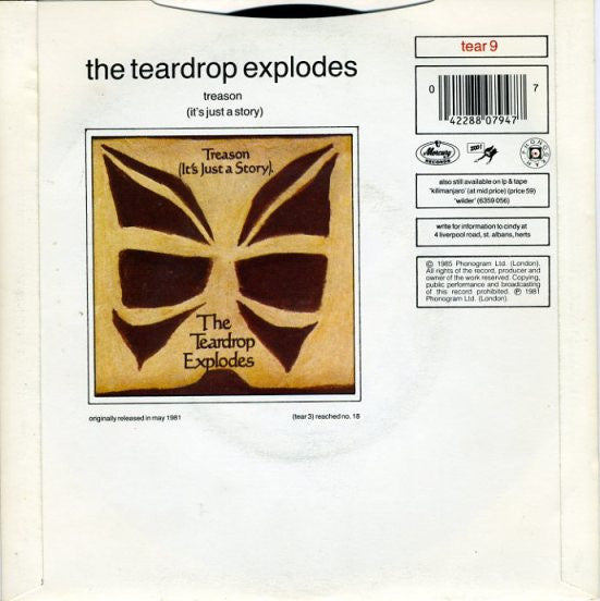 The Teardrop Explodes – Reward / Treason - Vinyl 7"