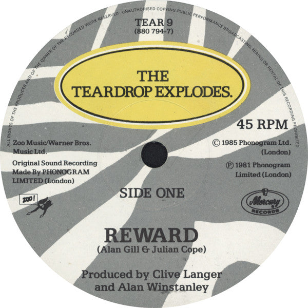 The Teardrop Explodes – Reward / Treason - Vinyl 7"