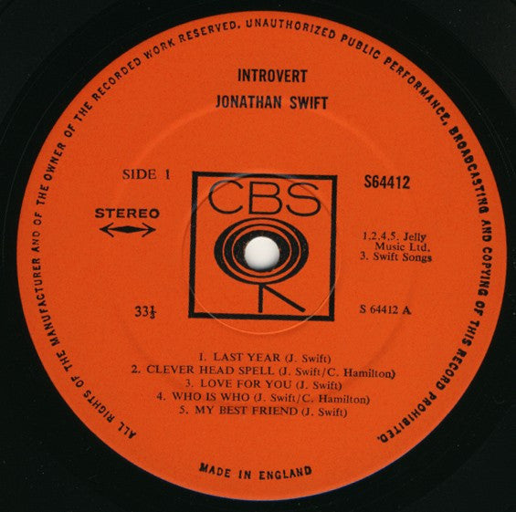 Jonathan Swift – Introvert - Vinyl Lp