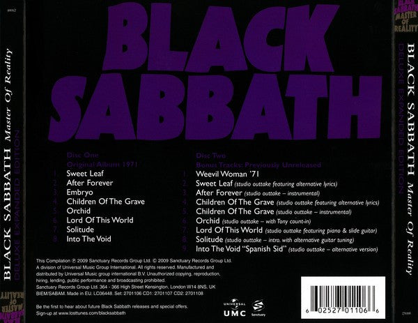 Black Sabbath – Master Of Reality - 2Cd