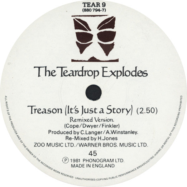 The Teardrop Explodes – Reward / Treason - Vinyl 7"