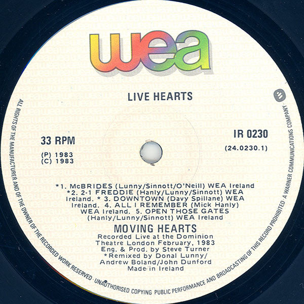Moving Hearts – Live Hearts - Lp
