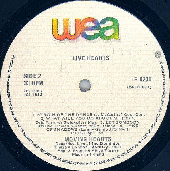 Moving Hearts – Live Hearts - Lp