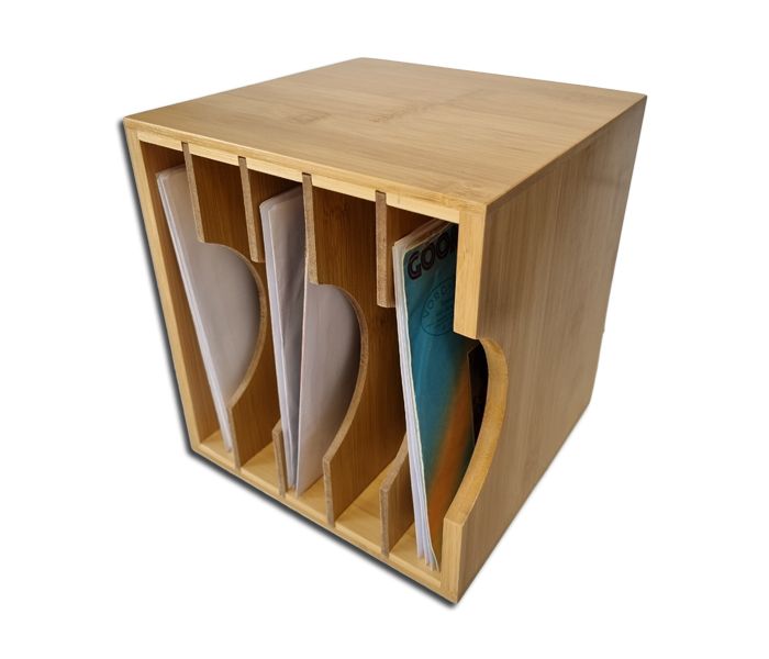 CAJA DE MADERA PARA 70 DISCOS DE VINILO DE 45 RPM DE 7 PULGADAS (BAMBÚ NATURAL)