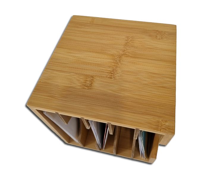 CAJA DE MADERA PARA 70 DISCOS DE VINILO DE 45 RPM DE 7 PULGADAS (BAMBÚ NATURAL)