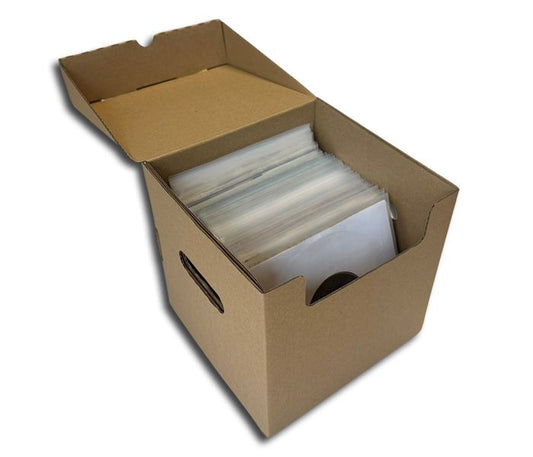 AUFBEWAHRUNGSBOX MIT FESTEM DECKEL FÜR 100 SCHALLPLATTEN 45 U/MIN 7"