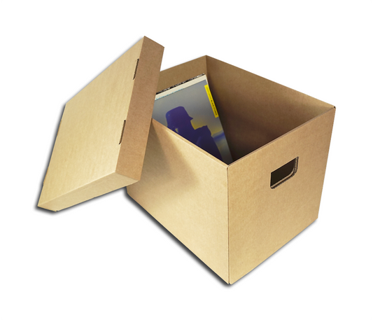 CAJA CONTENEDORA DE CARTÓN PARA 150 DISCOS DE 78 RPM DE 10 PULGADAS