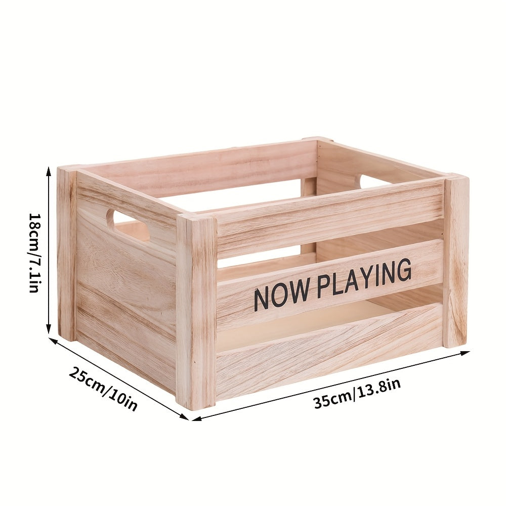 CESTA DI LEGNO PER DISCHI IN VINILE 12 / 7 POLLICI (VENATURE CHIARE)