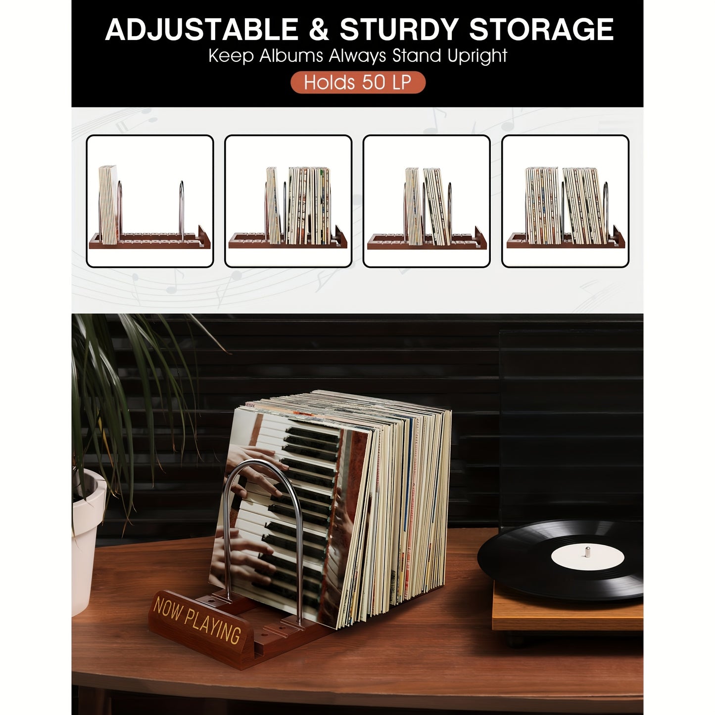 BOITE EN BOIS AVEC TABLEAU NOIR POUR VINYLE LP 33 RPM 12 POUCES (COULEUR NOYER)