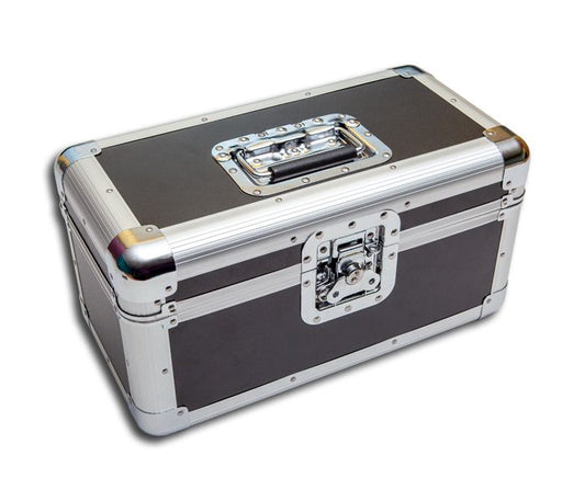 FLIGHT CASE NEGRO ALUMINIO ESTUCHE PARA DISCOS 200 45 RPM VINILO 7 PULGADAS 