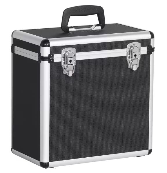 FLIGHT CASE ESTUCHE DE ALUMINIO NEGRO PARA 50 DISCOS DE  LP 33 REVS VINILO 12 PULGADAS
