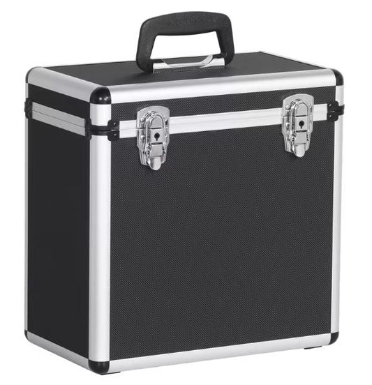 FLIGHT CASE ESTUCHE DE ALUMINIO NEGRO PARA 50 DISCOS DE  LP 33 REVS VINILO 12 PULGADAS