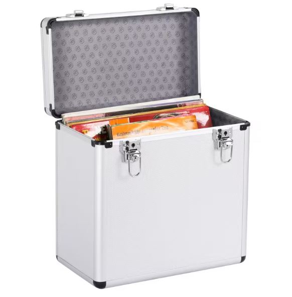 FLIGHT CASE SILVER ALUMINIO ESTUCHE PARA 50 DISCOS DE  LP 33 RPM VINILO 12 PULGADAS