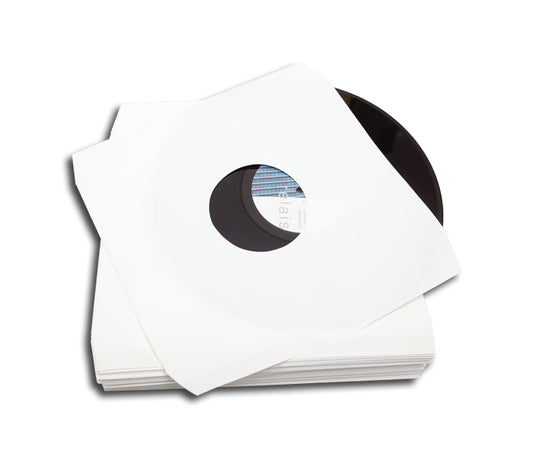FUNDAS PARA DISCOS LP VINILO DE 33 RPM PAPEL BLANCO DE 12 PULGADAS ESQUINAS CORTADAS DE LUJO (100 uds.)
