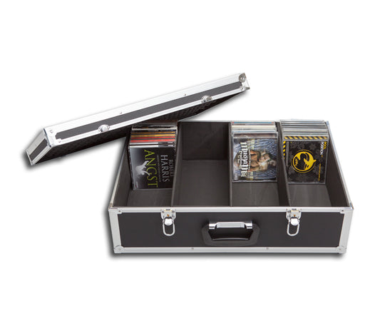 FLIGHT CASE VALIGIA ALLUMINIO NERA PER 140 CD CON CUSTODIA