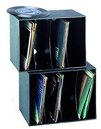 CONTENEDOR PLÁSTICO PARA 80 DISCOS 45 RPM VINILO  7 PULGADAS (NEGRO)