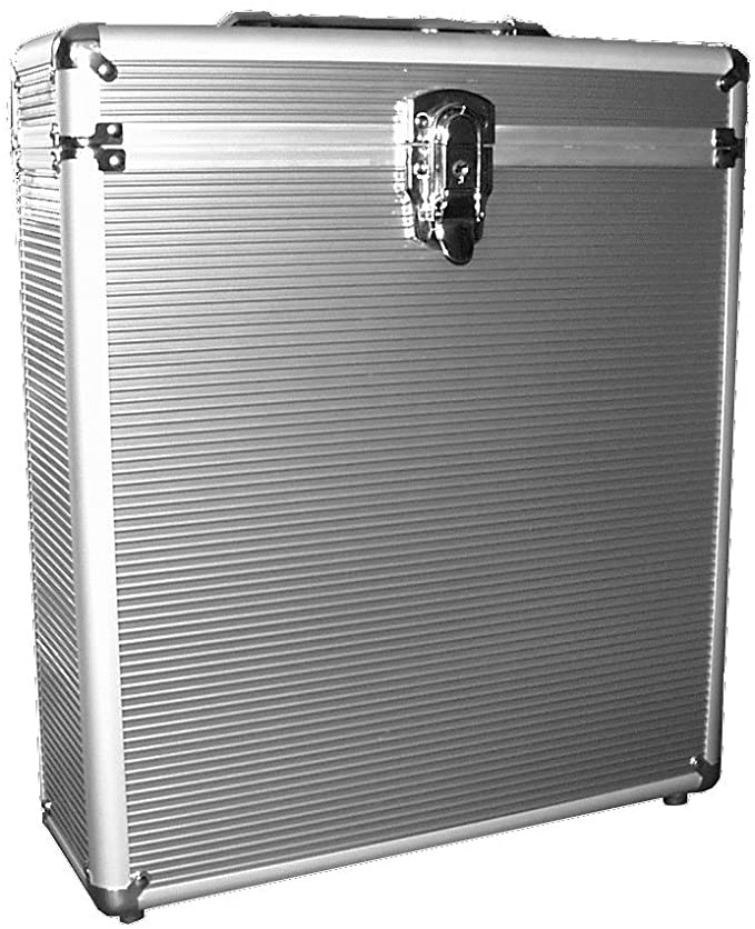 FLIGHT CASE ALUMINIO PLATA ESTUCHE PARA DISCOS 25 LP 33 RPM 12 PULGADAS VINILO