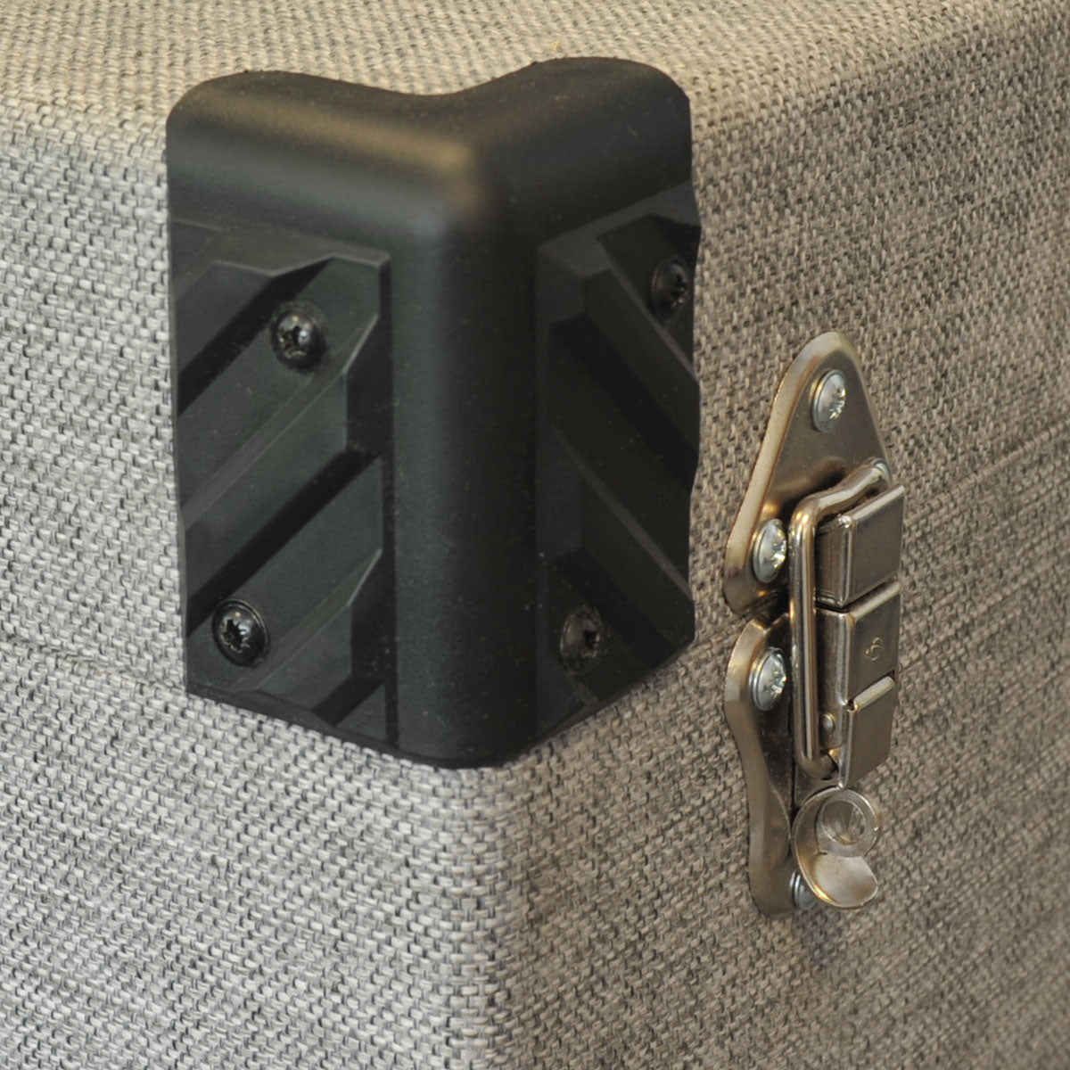 COFFRE EN BOIS RECOUVERT DE TISSU GRIS POUR 100 DISQUES VINYLE LP 33 RPM 12 POUCES